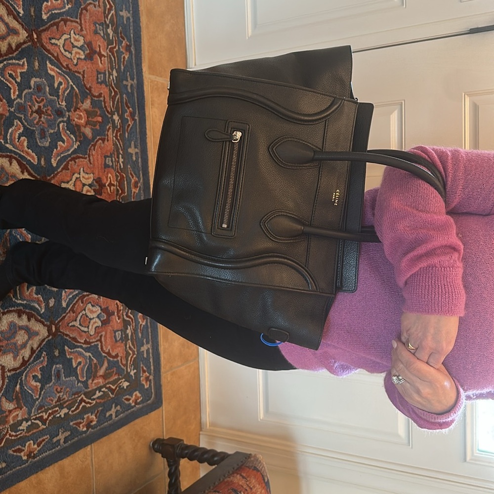 CELINE luxury tote black leather like new with dust bag - Picture 11 of 13